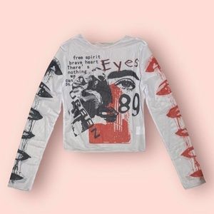 Y2K punk free spirit brave heart mesh top size S